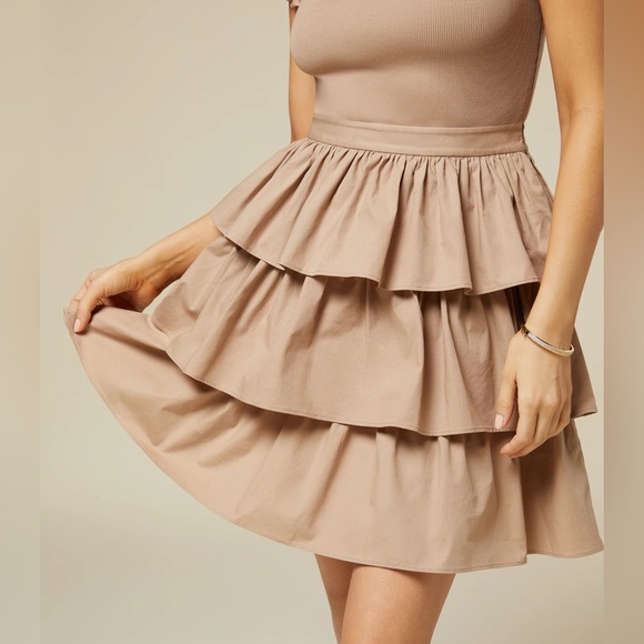 Rachel Parcell Women  Ruffle Tank Dress Warm Taupe Size 6 - Picture 3 of 11